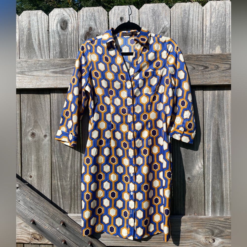 The Limited Blue and Yellow Geometric Dress Size S